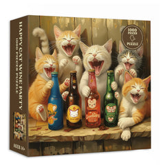 Happy Cat Wine Party Jigsaw Puzzles 1000 Pieces