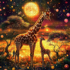 Giraffes Under Moonlight Jigsaw Puzzle 1000 Pieces