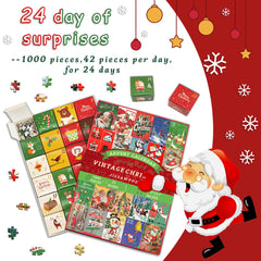 Vintage Christmas Advent Calendar Jigsaw Puzzle 1000 Stücke