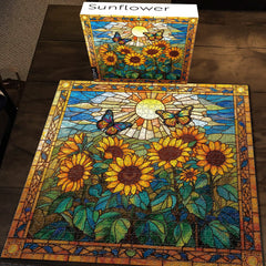 Puzzle de puzzle de tournesol en vitraux 1000 pièces