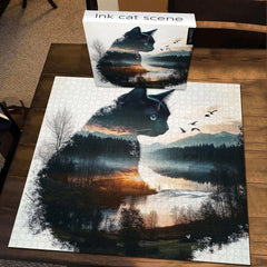 Tintenkatzen -Szene Puzzle 1000 Stücke