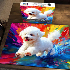 White Puppy Joy Jigsaw Puzzle 1000 Pieces