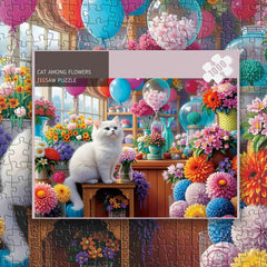 Katze unter Blumen Puzzle 1000 Stücke
