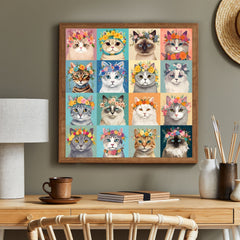 Couronnes de fleurs de chat colorées puzzle 1000 pièces