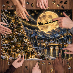 Moonlit Christmas Village Jigsaw Puzzle 1000 Piece