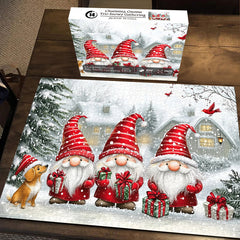 Charmantes Gnom -Trio Snowy Gathering Jigsaw Rätsel 1000 Stücke