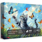 Chat Chasing Butterfly Puzzles 1000 pièces