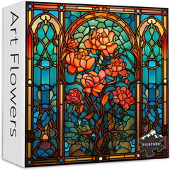 Puzzle de puzzle des fleurs en vitrail 1000 pièces