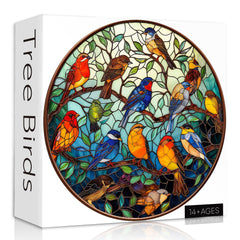 Puzzle de puzzle des oiseaux en verre taché 1000 pièces