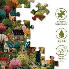 Vivid Village Jigsaw Puzzle 1000 Pieces