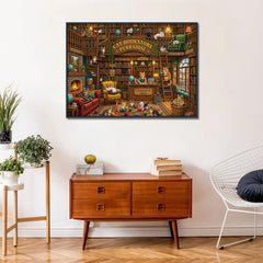Vintage Cat Library Jigsaw Puzzle 1000 Piece