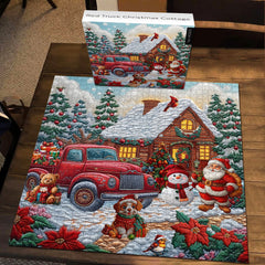 Red Truck Christmas Cottage Jigsaw Puzzle 1000 Pieces