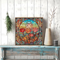 Buntglasblumen -Puzzles 1000 Stücke