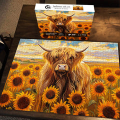 Tournesols et puzzle de vache 1000 pièces