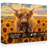 Tournesols et puzzle de vache 1000 pièces