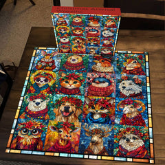 Couronnes d'animaux de Noël puzzles 1000 pièces