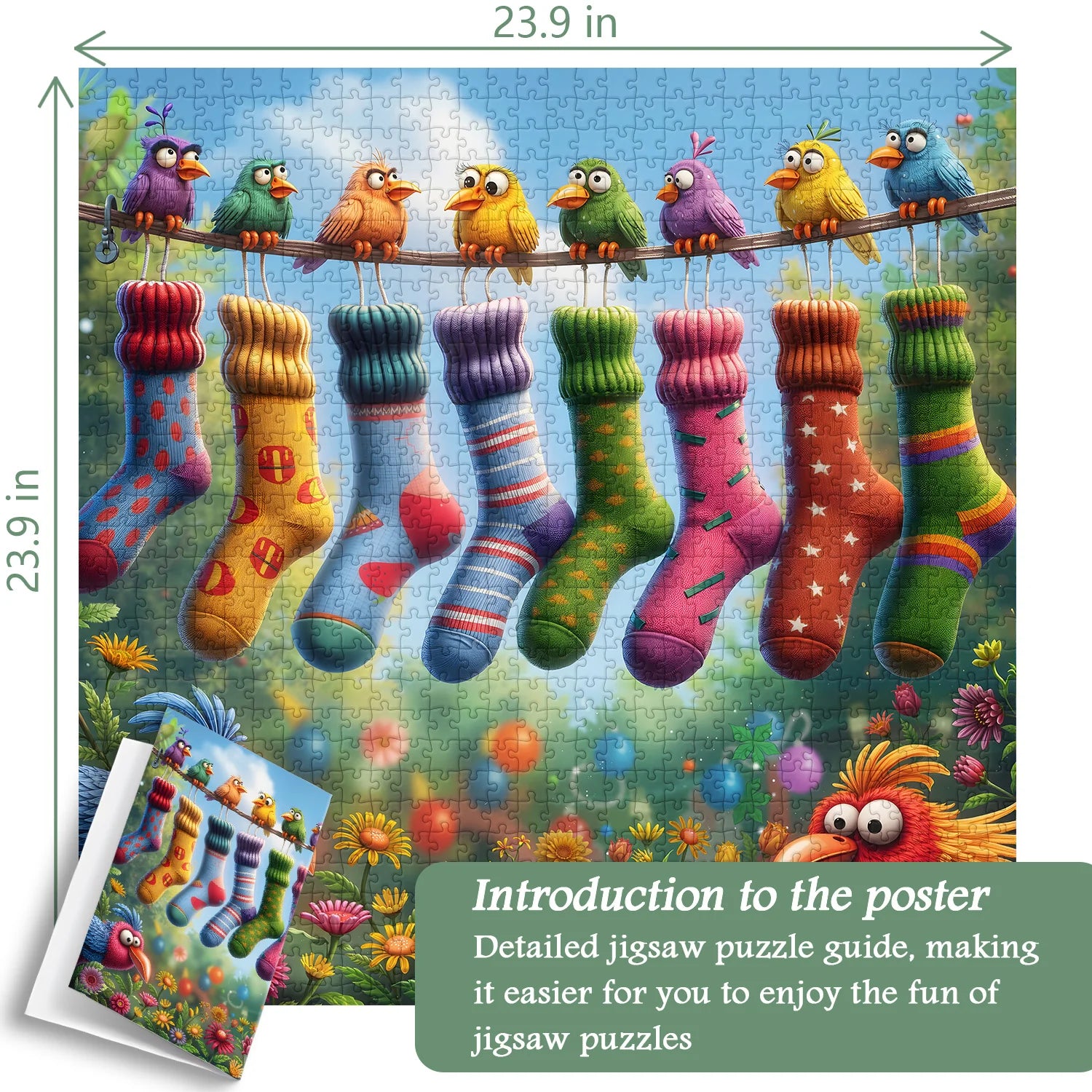 Rainbow Bird's Sock Party  Jigsaw Puzzle 1000 Pieces