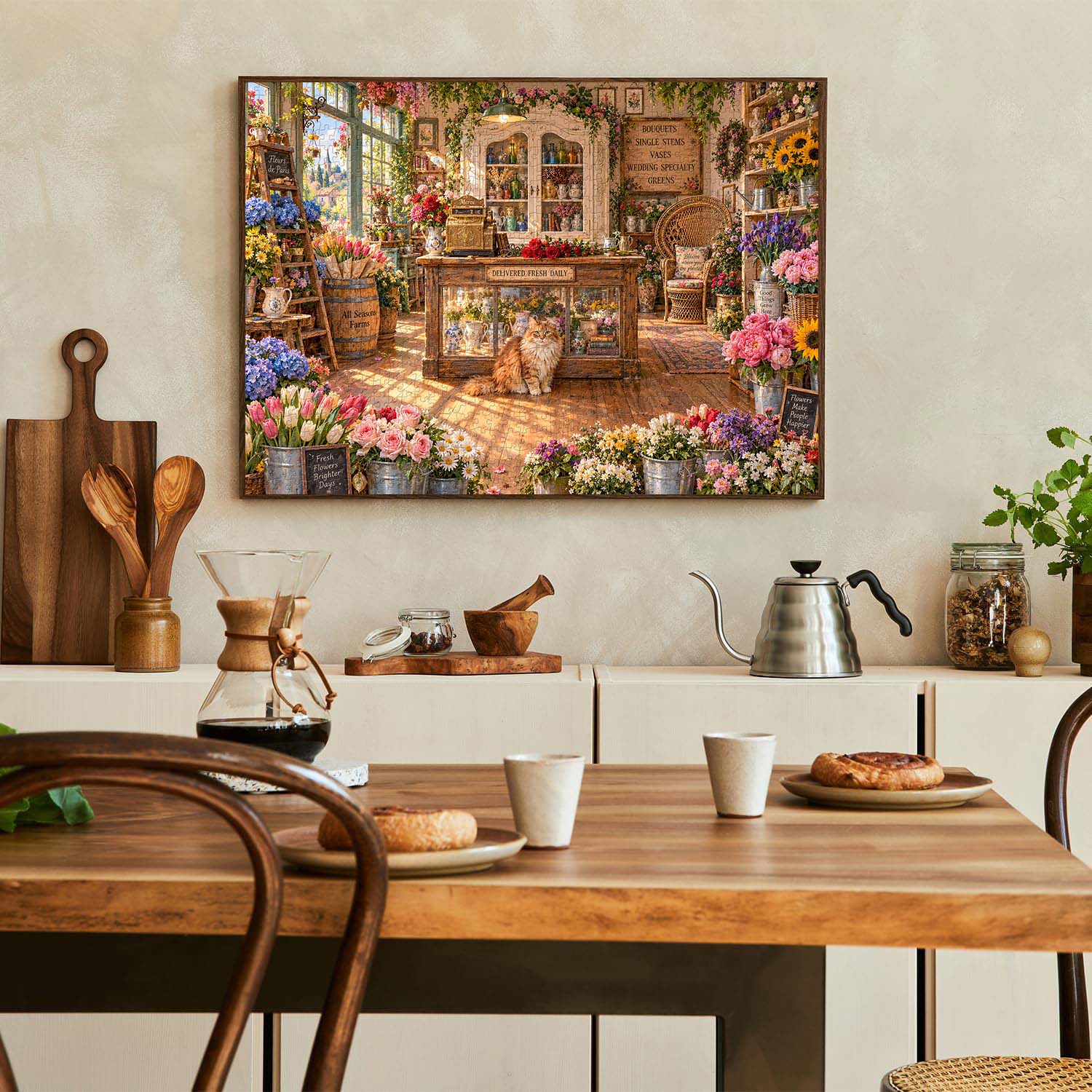 Retro Flower Cottage Jigsaw Puzzle 1000 Piece