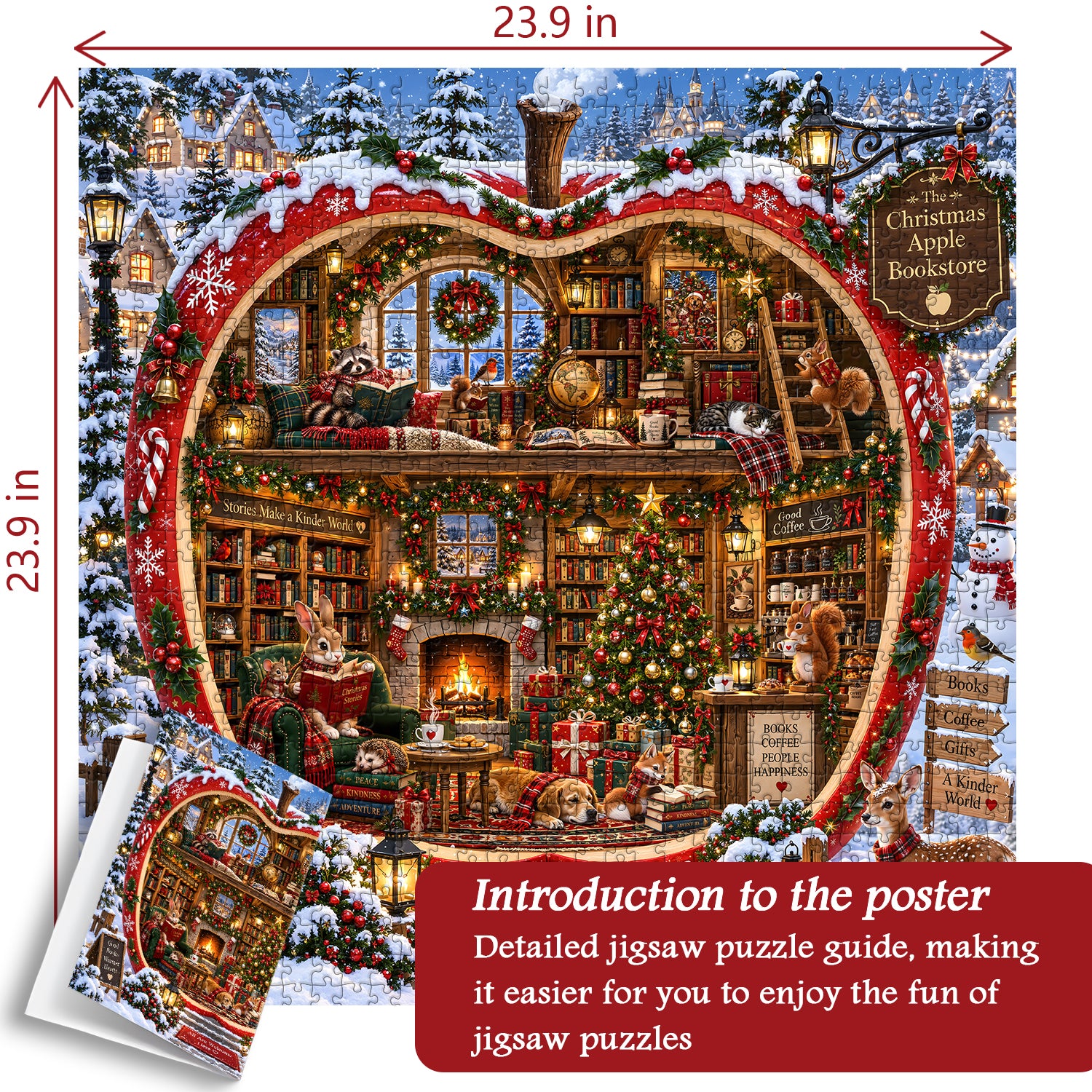 Christmas Apple Bookstore Jigsaw Puzzle 1000 Pieces