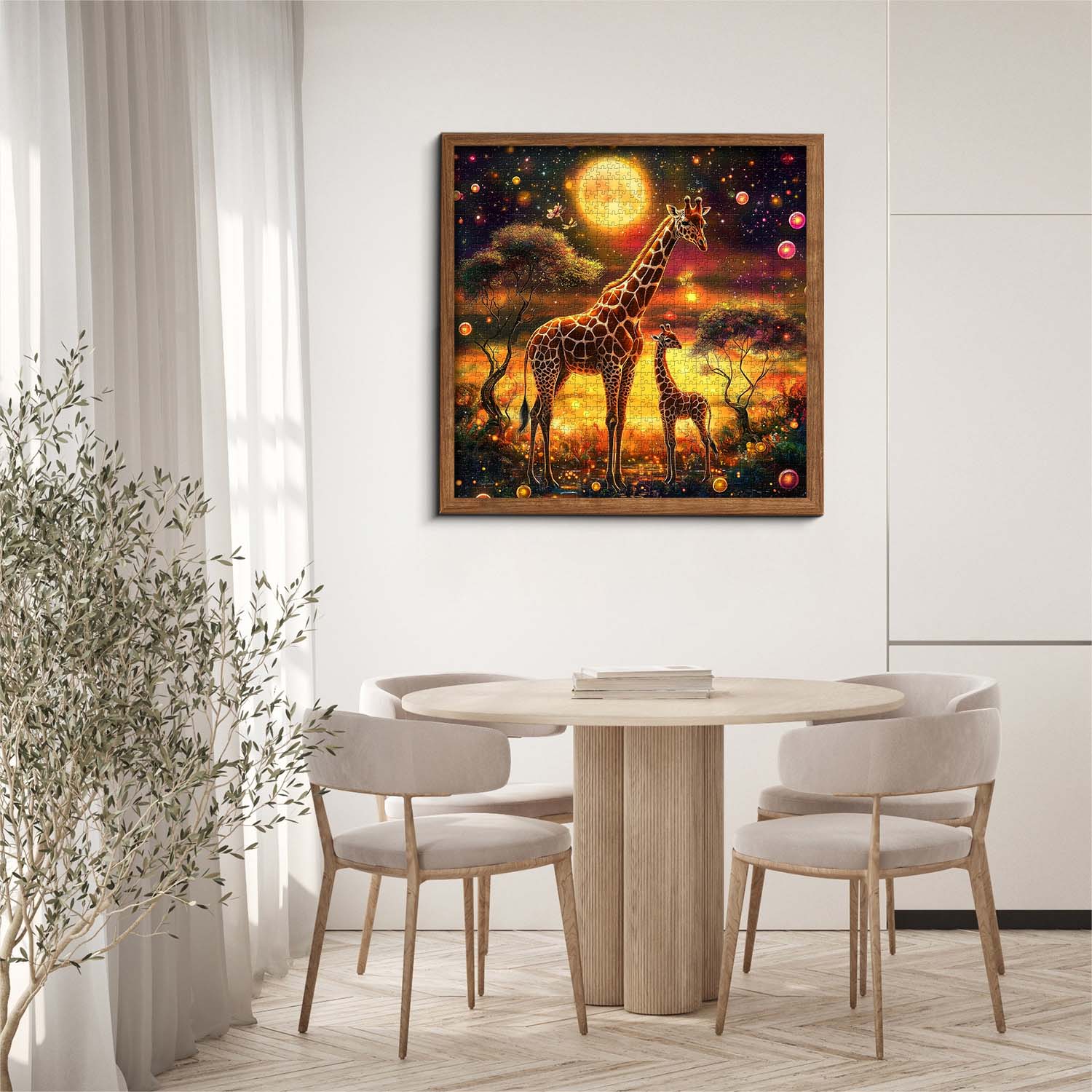 Giraffes Under Moonlight Jigsaw Puzzle 1000 Pieces