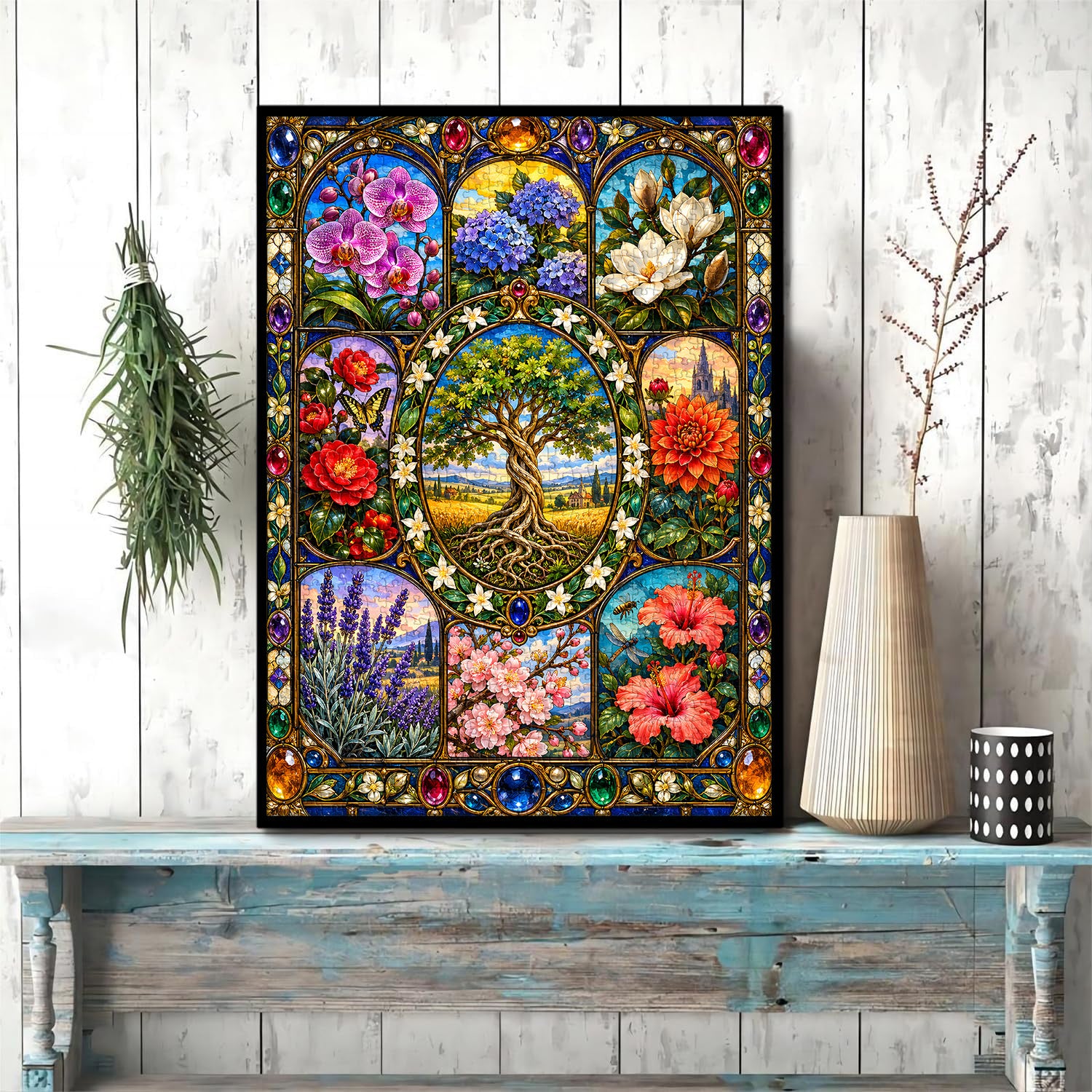 Stained Glass Bloom Jigsaw Puzzle 1000 Pieces