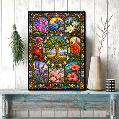 Stained Glass Bloom Jigsaw Puzzle 1000 Pieces