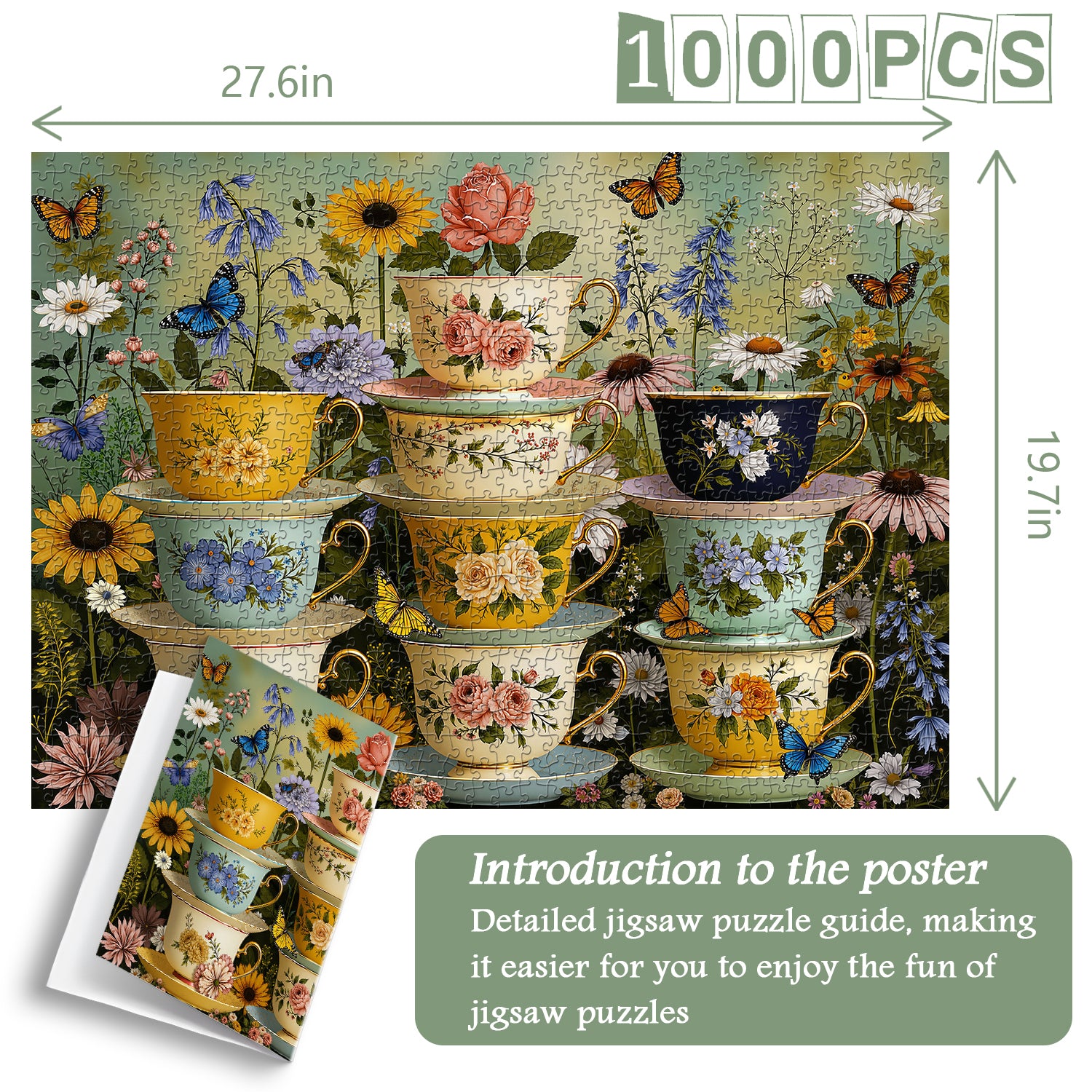 Floral Teacup Garden Jigsaw Puzzle 1000 Piece