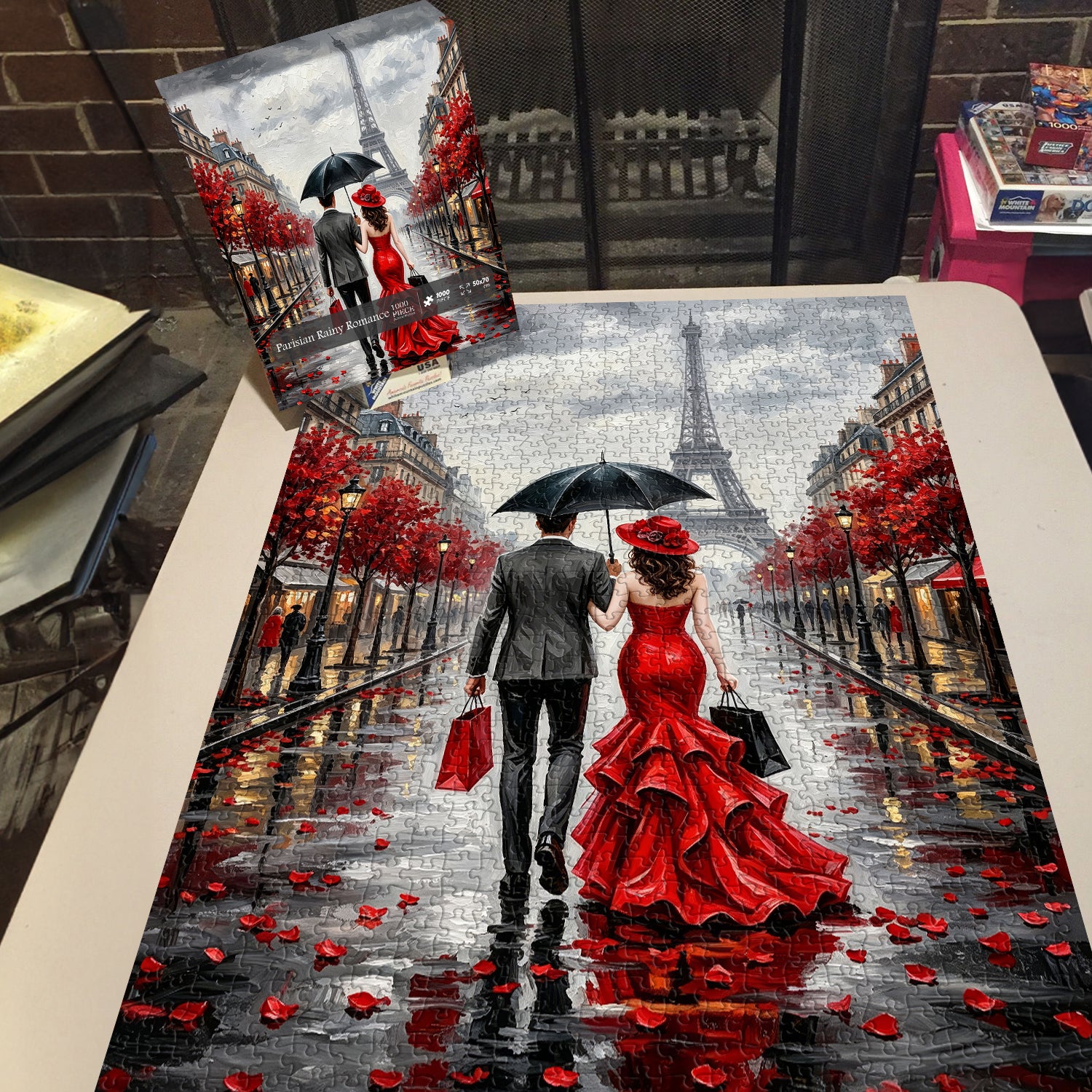 Parisian Rainy Romance Jigsaw Puzzle 1000 Piece