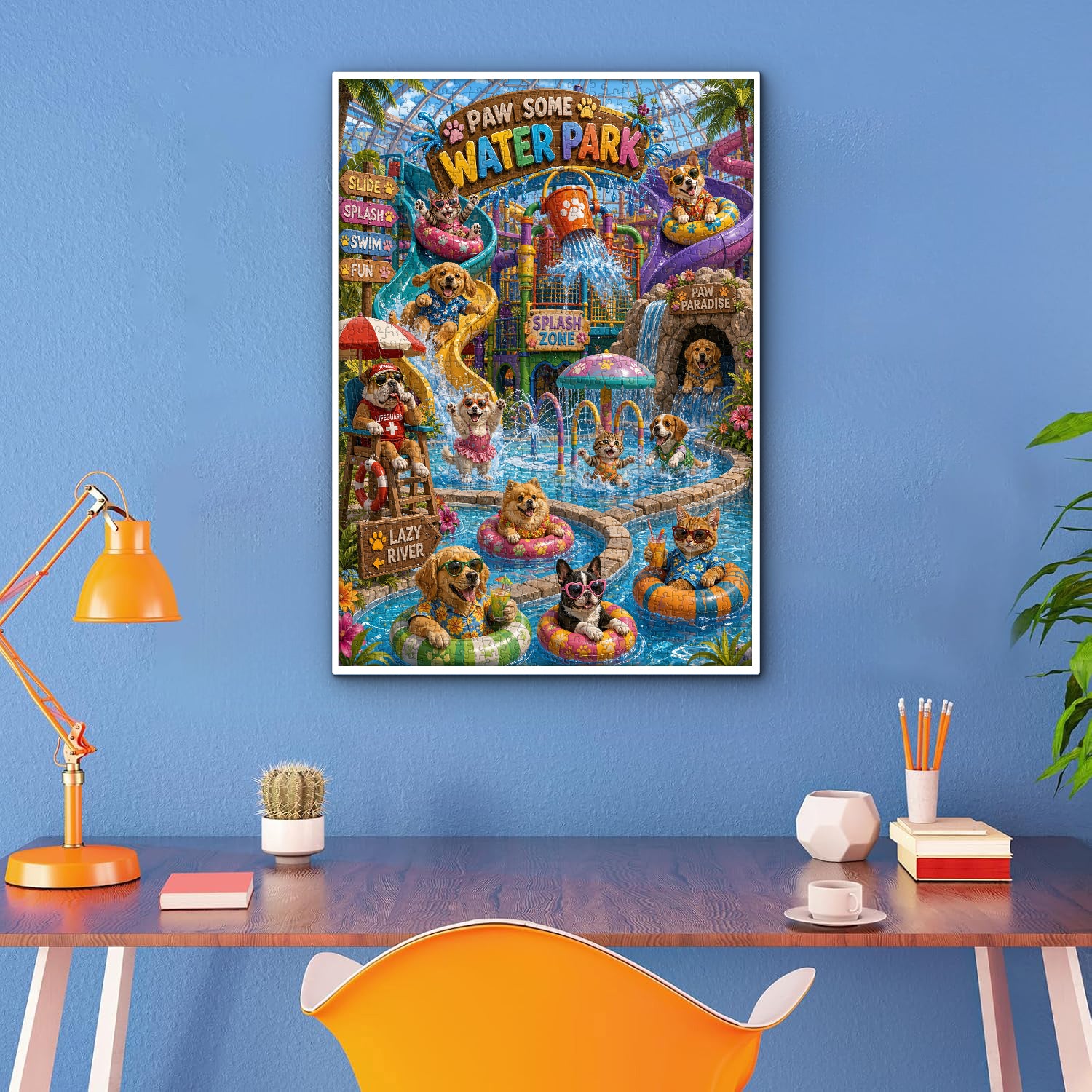 Cute Pet Water Park Jigsaw Puzzle 1000 Piece