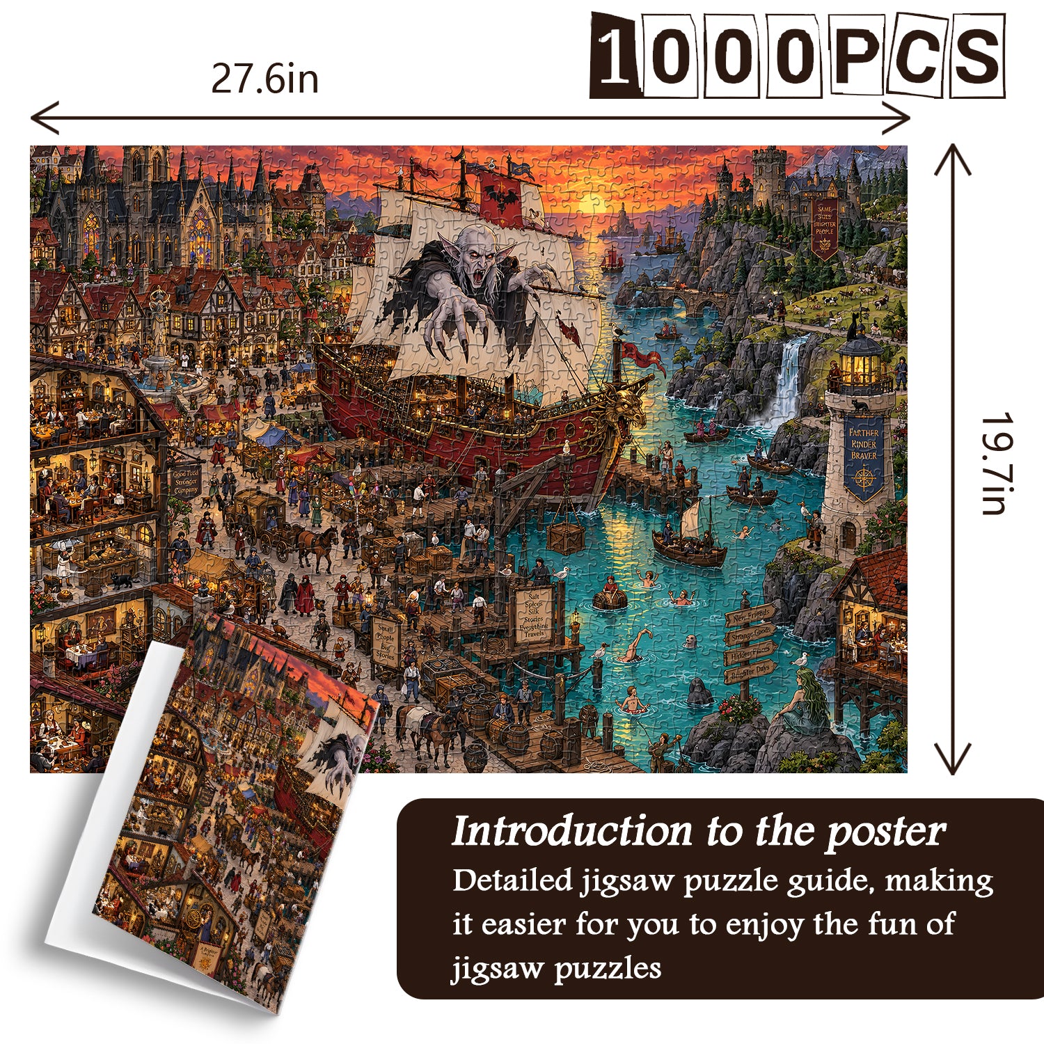 Vampire Galleon Harbor Jigsaw Puzzle 1000 Pieces