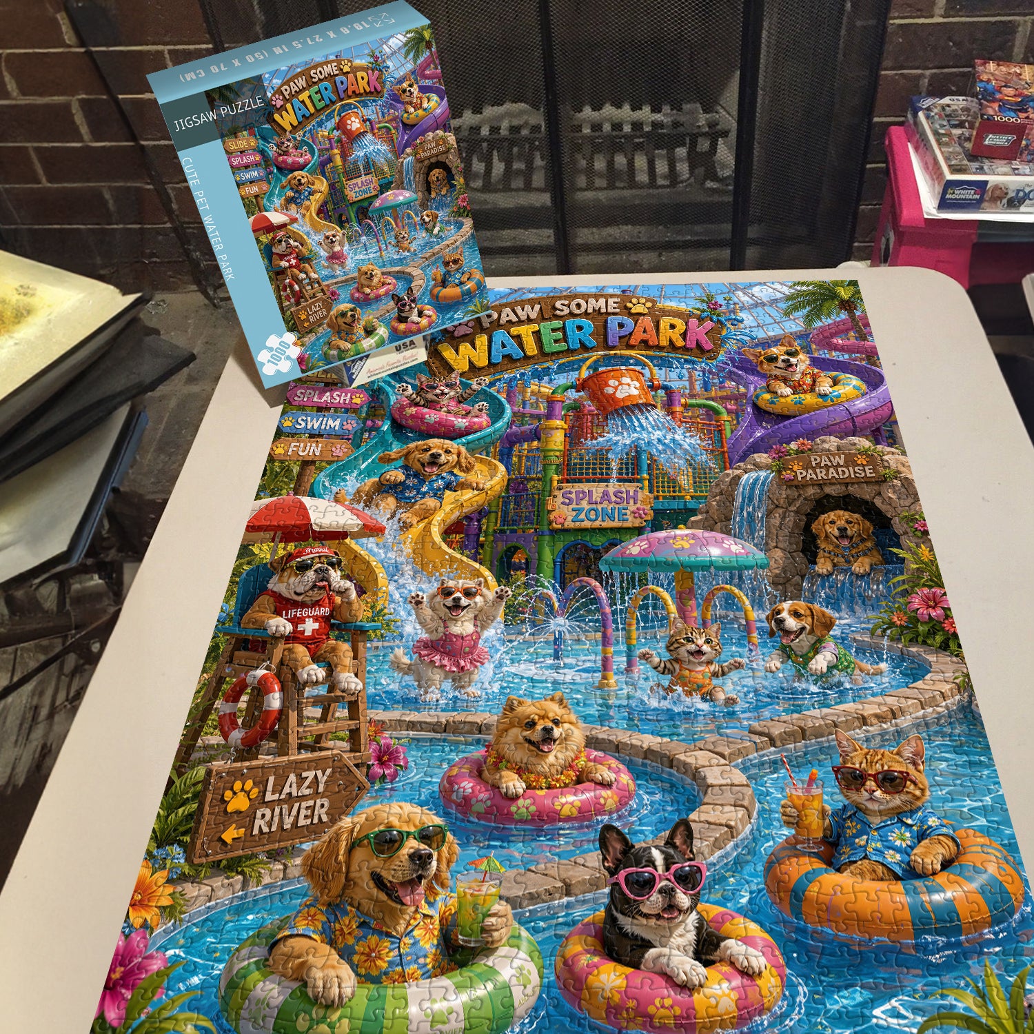 Cute Pet Water Park Jigsaw Puzzle 1000 Piece