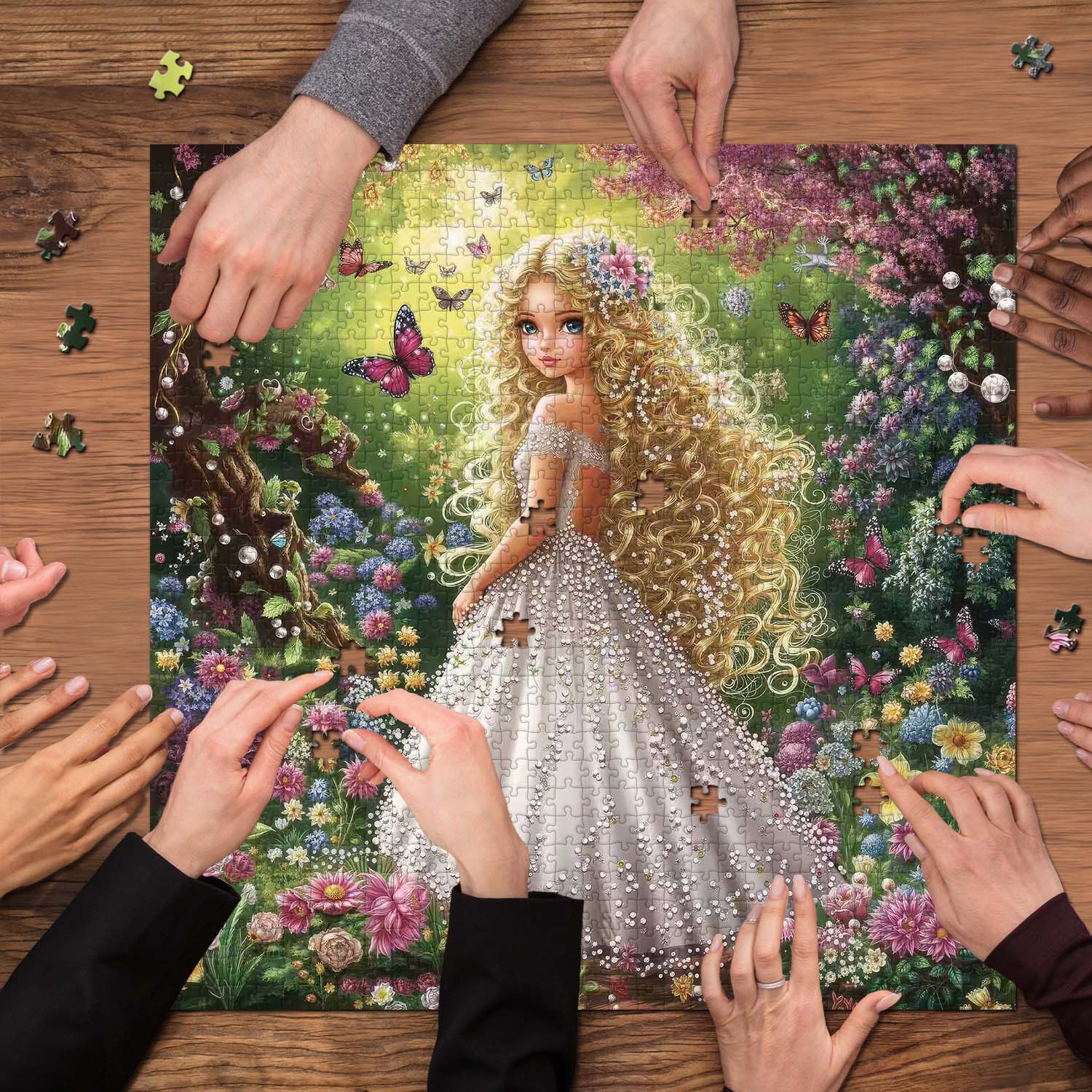 Blonde Beauty Amidst Flowers Jigsaw Puzzle 1000 Pieces