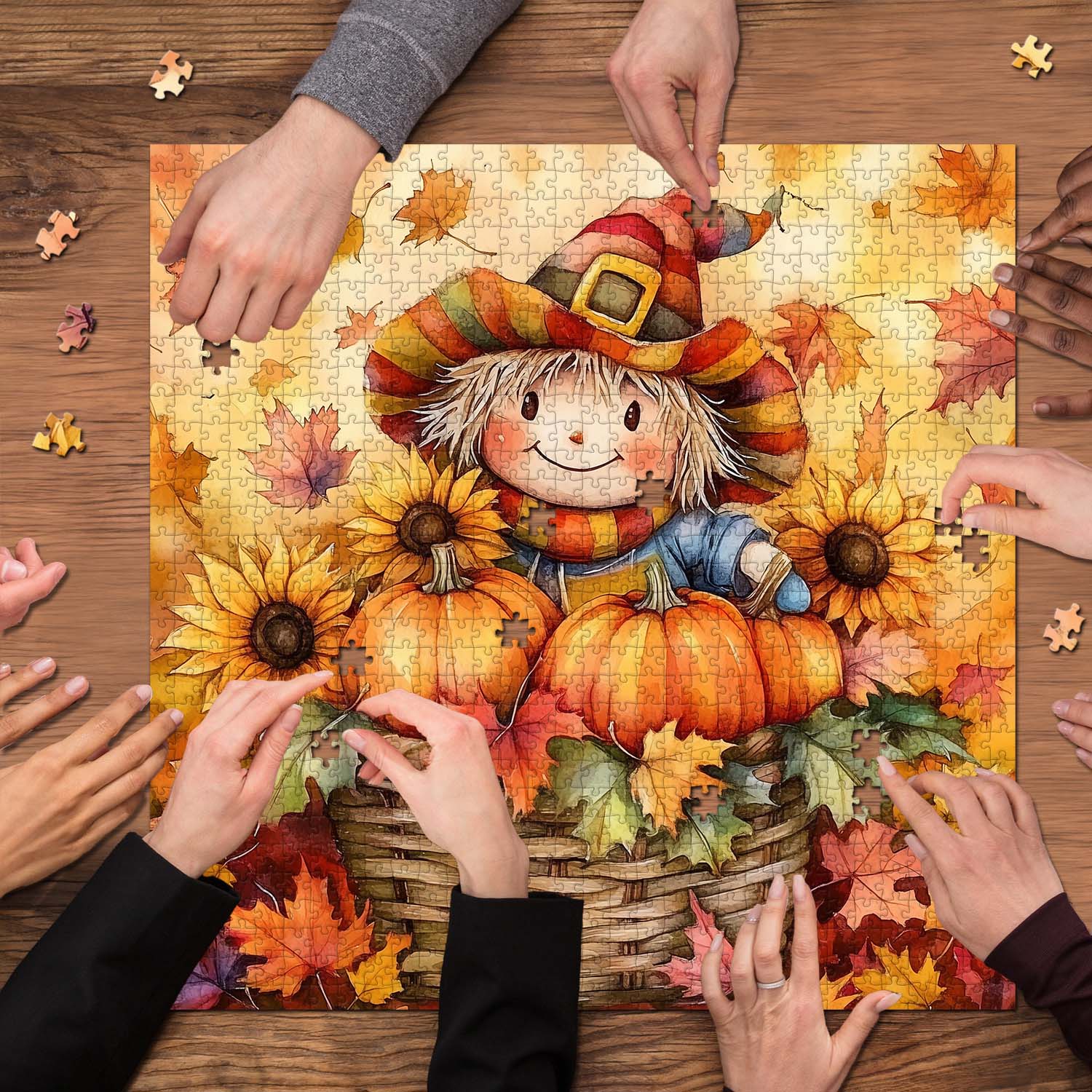 Autumn Basket Scarecrow Jigsaw Puzzle 1000 Pieces