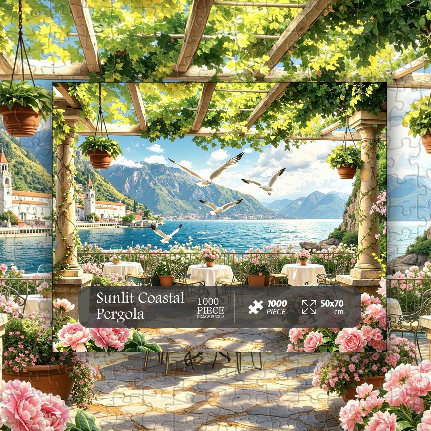 Sunlit Coastal Pergola Jigsaw Puzzle 1000 Pieces