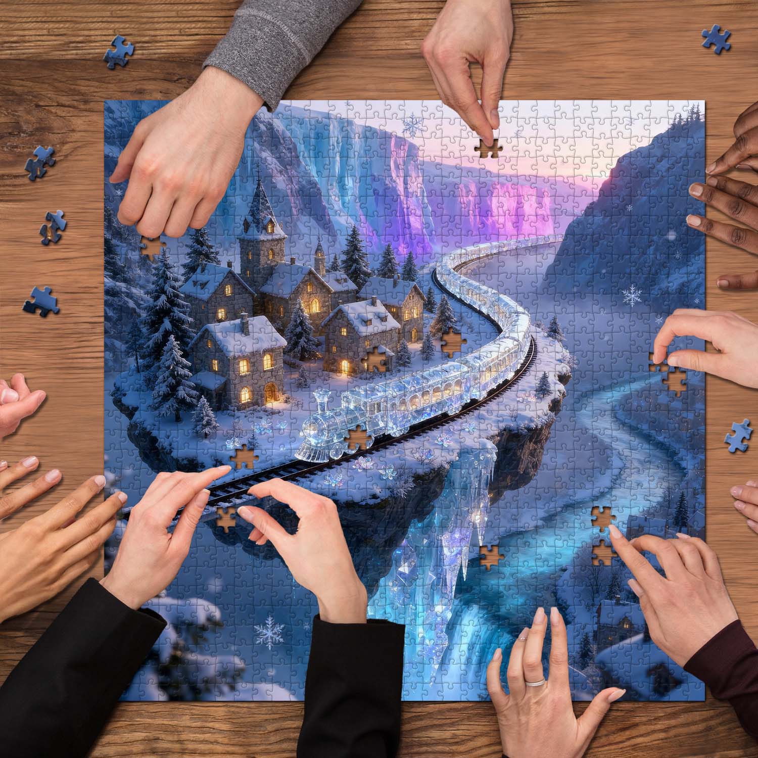 Valley Ice Crystal Train Jigsaw Puzzle 1000 Pieces