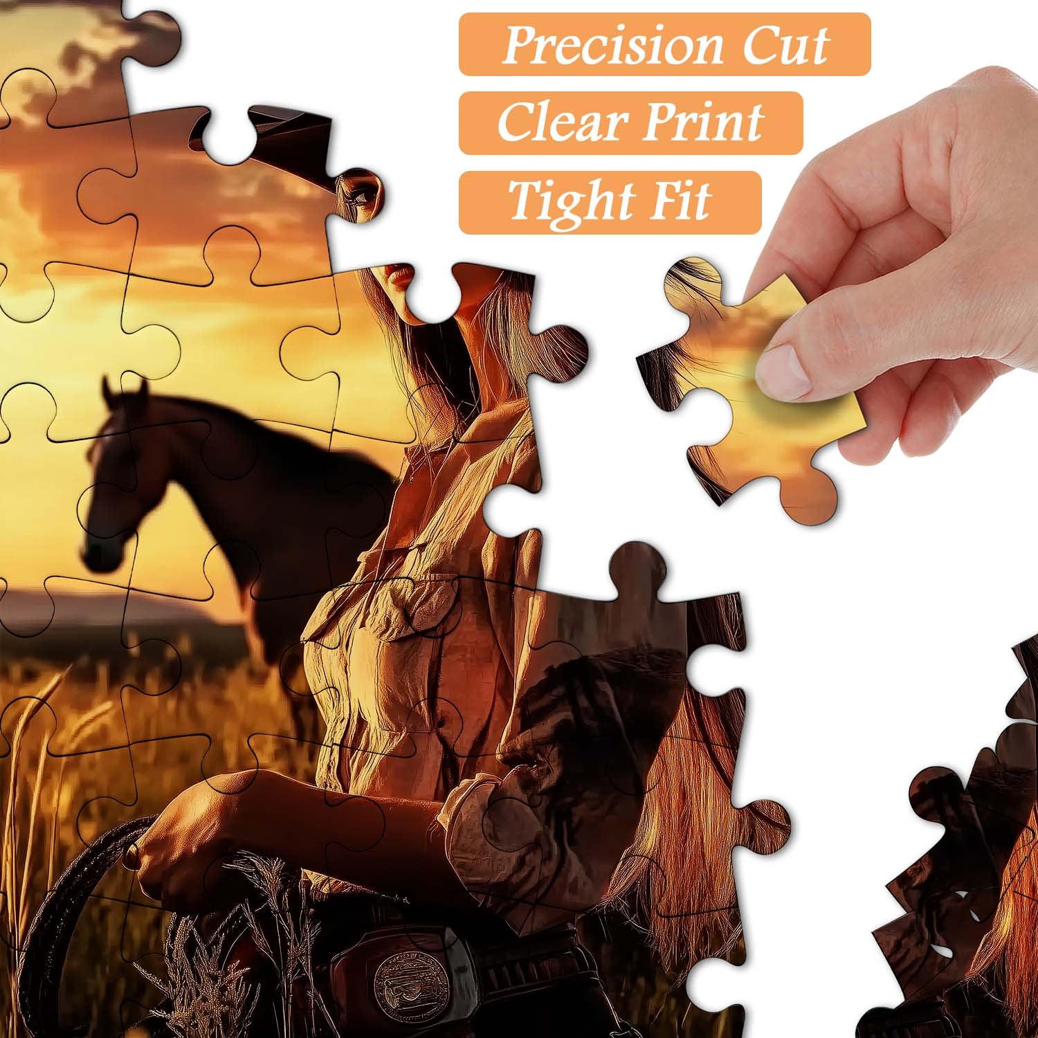 Cowgirl At Sunset Jigsaw Puzzle 1000 Pieces