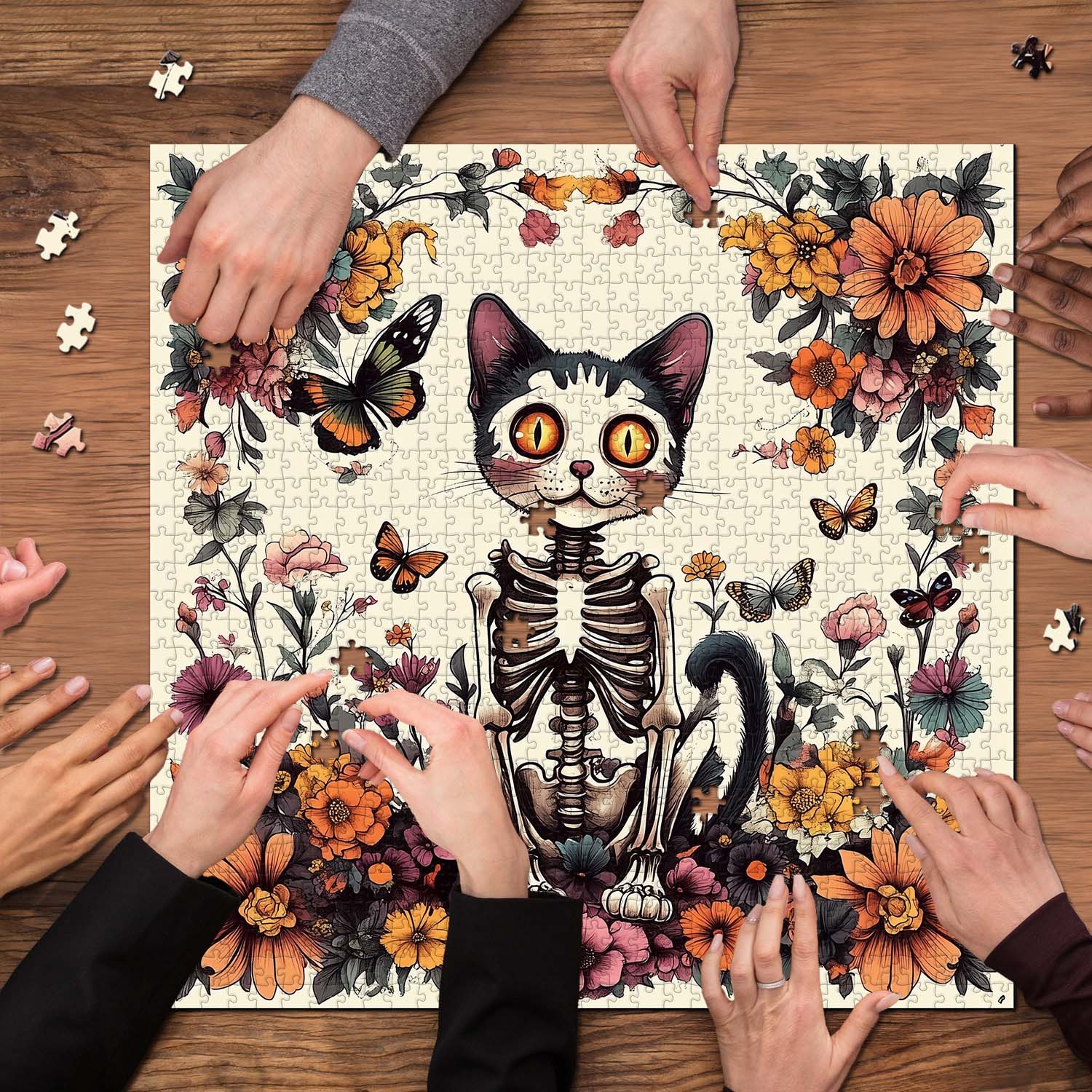 Skeleton Cat Garden Jigsaw Puzzle 1000 Pieces