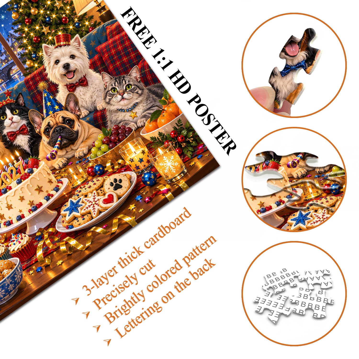 Christmas Pet Party Jigsaw Puzzle 1000 Pieces