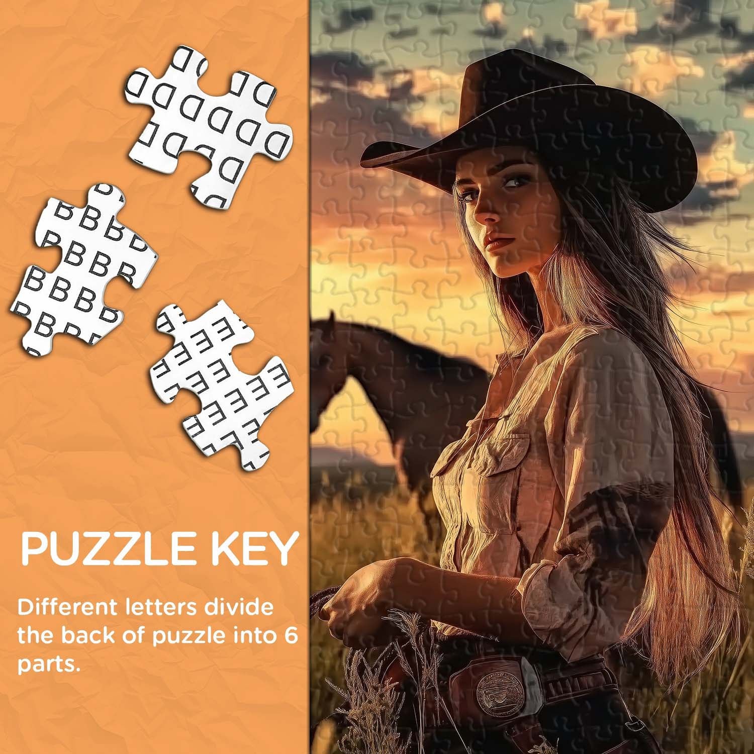 Cowgirl At Sunset Jigsaw Puzzle 1000 Pieces