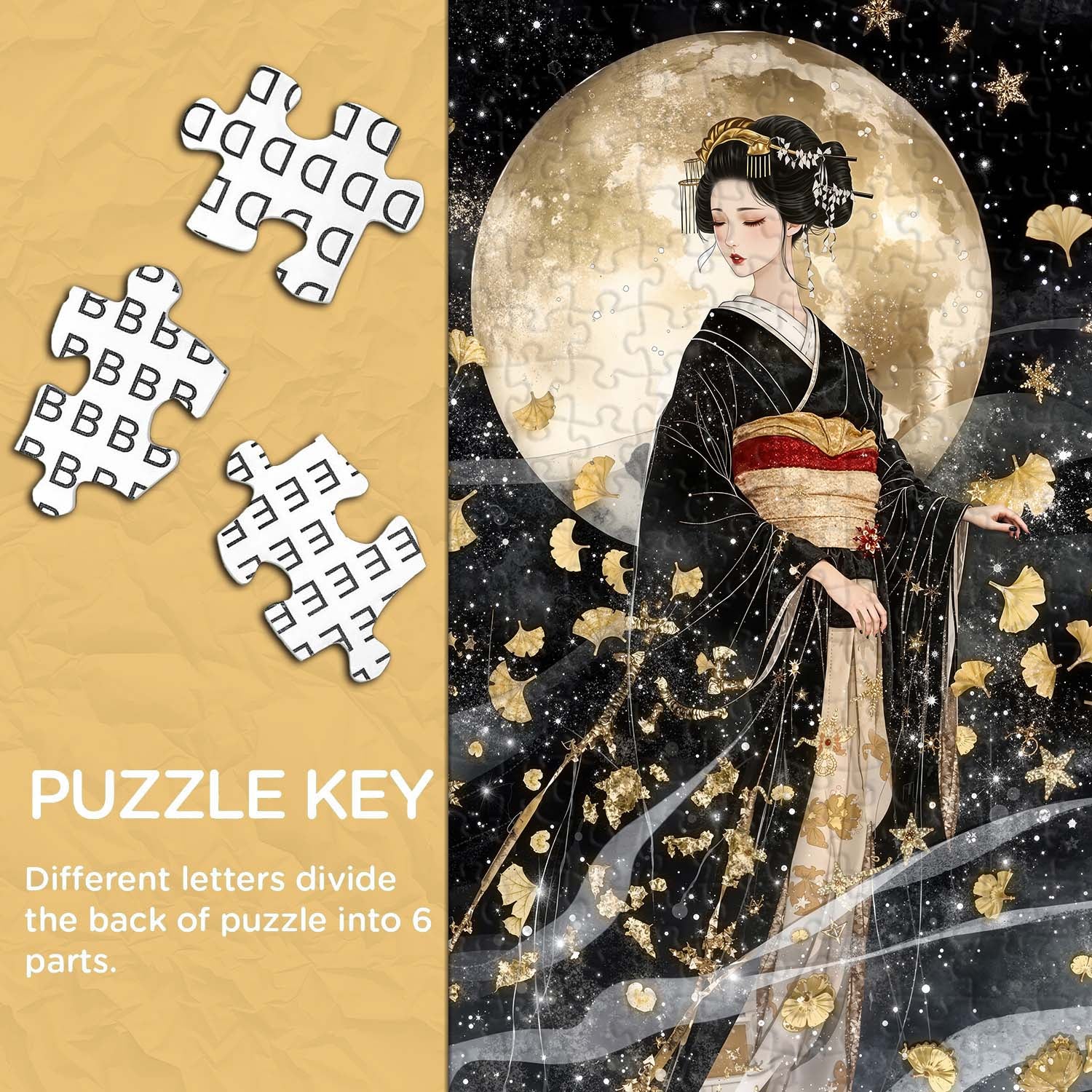 Golden Leaf Geisha Jigsaw Puzzle 1000 Pieces