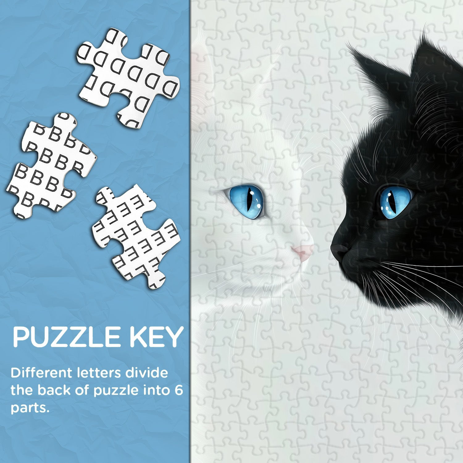 White & Black Cats Jigsaw Puzzle 1000 Pieces