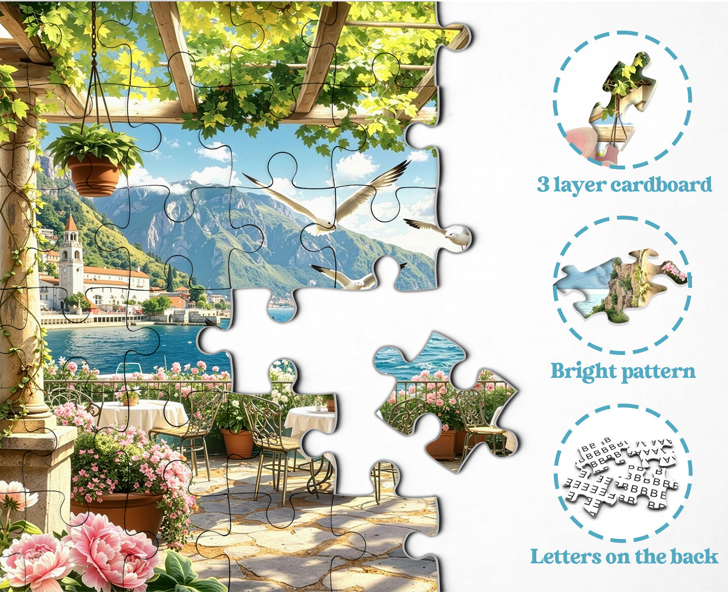 Sunlit Coastal Pergola Jigsaw Puzzle 1000 Pieces