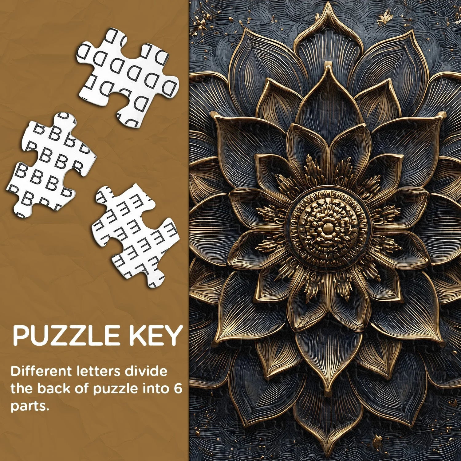 Black Gold Flower Jigsaw Puzzle 1000 Pieces