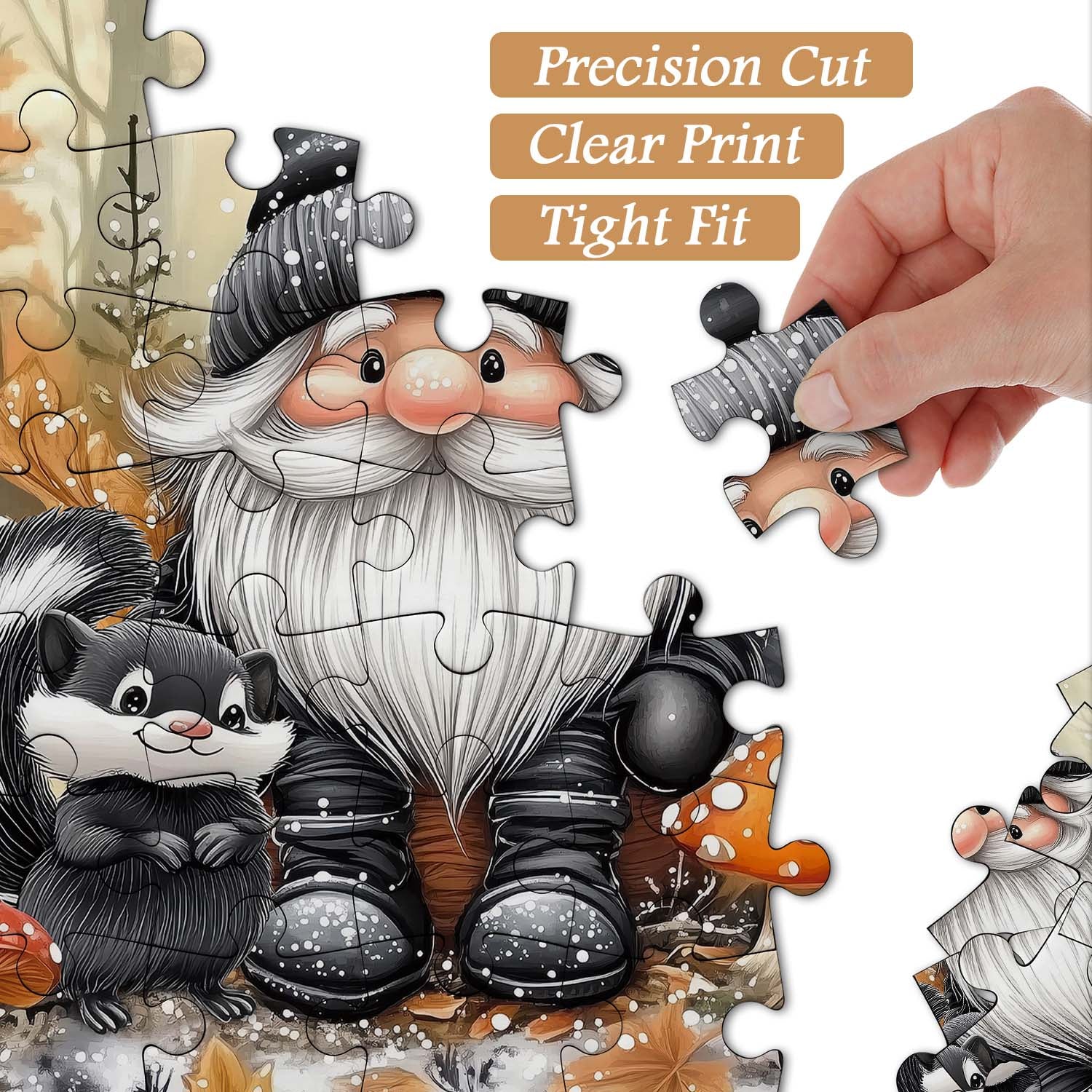 Cute Gnome and Skunk Jigsaw Puzzle 1000 Pieces