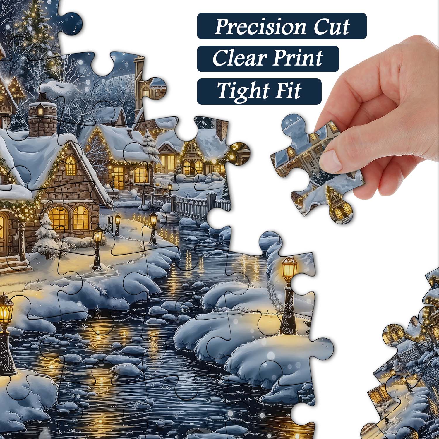 Christmas Village Riverfront Jigsaw Puzzle 1000 Pieces