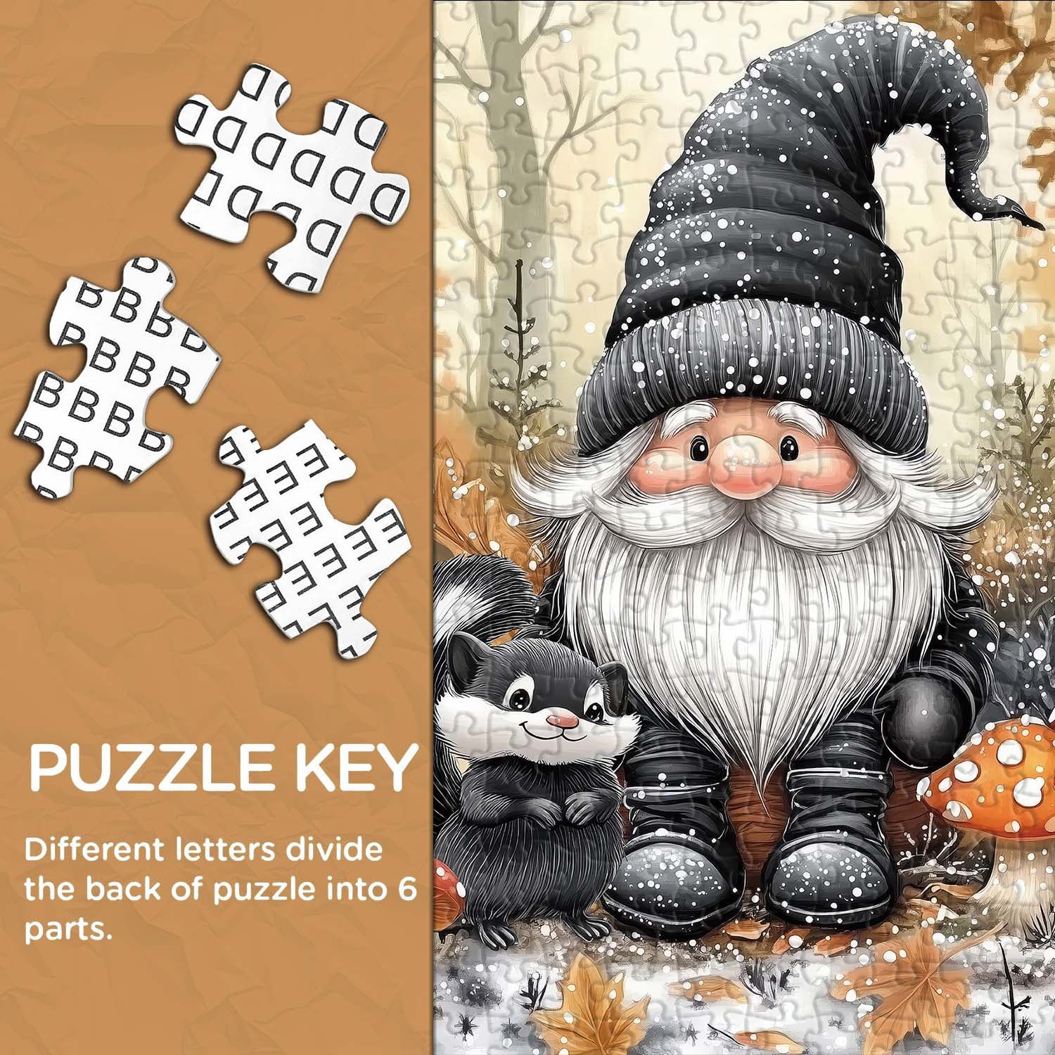 Cute Gnome and Skunk Jigsaw Puzzle 1000 Pieces