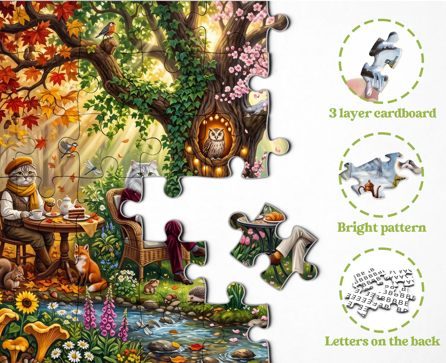 Forest Cat Tea Party Jigsaw Puzzle 1000 Piece