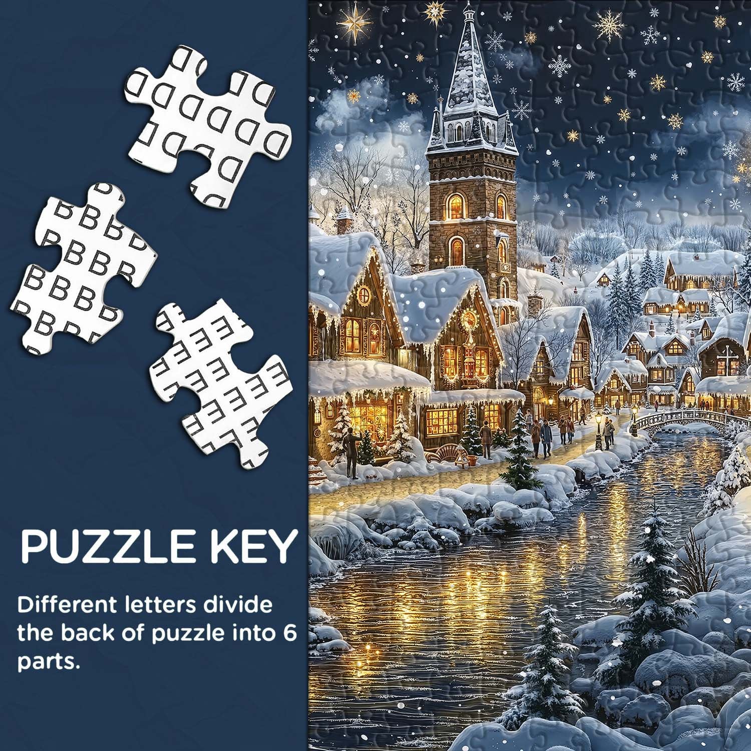 Frosty Christmas River Town Jigsaw Puzzle 1000 Pieces