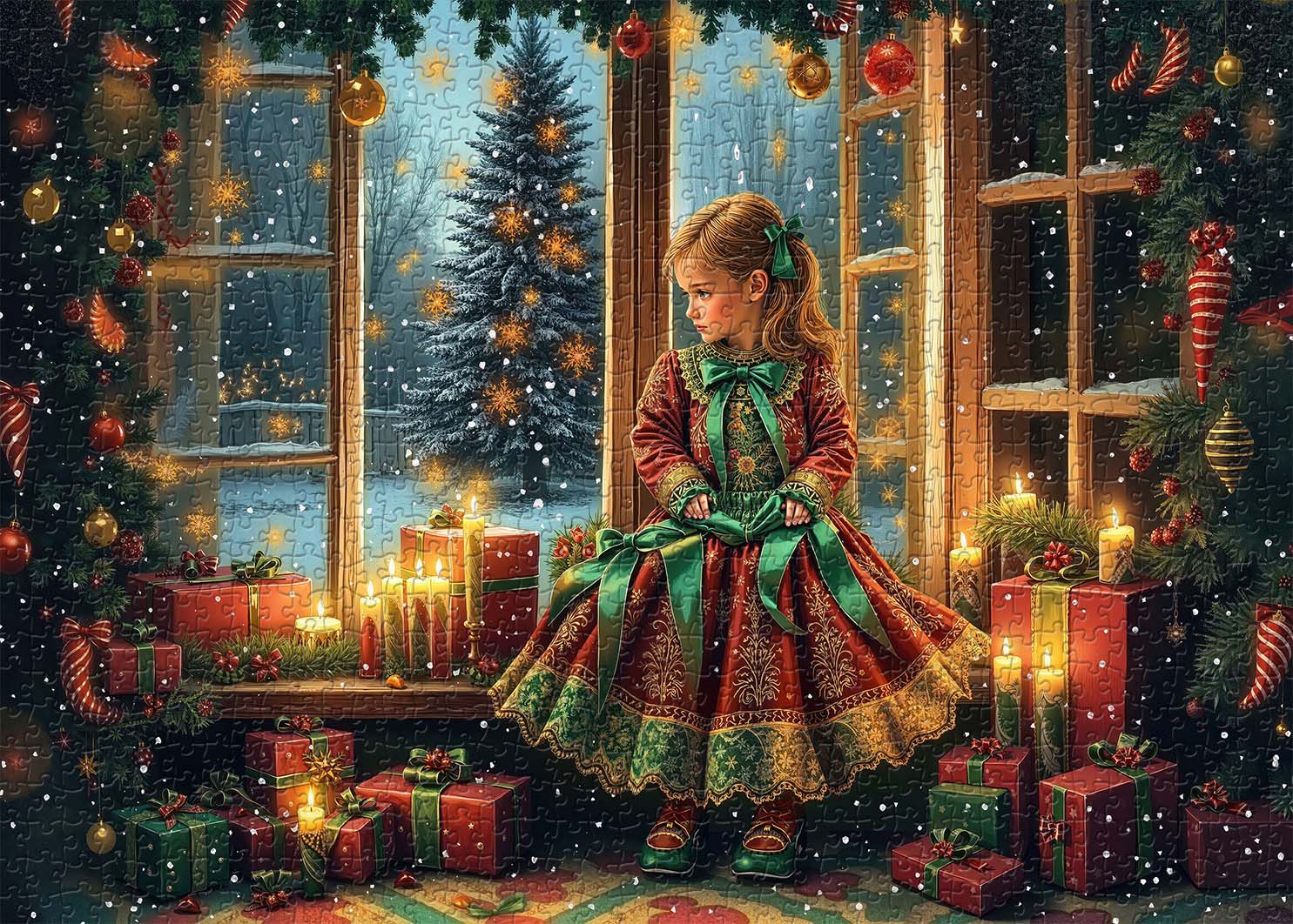 Girl's Christmas Moment Jigsaw Puzzle 1000 Pieces