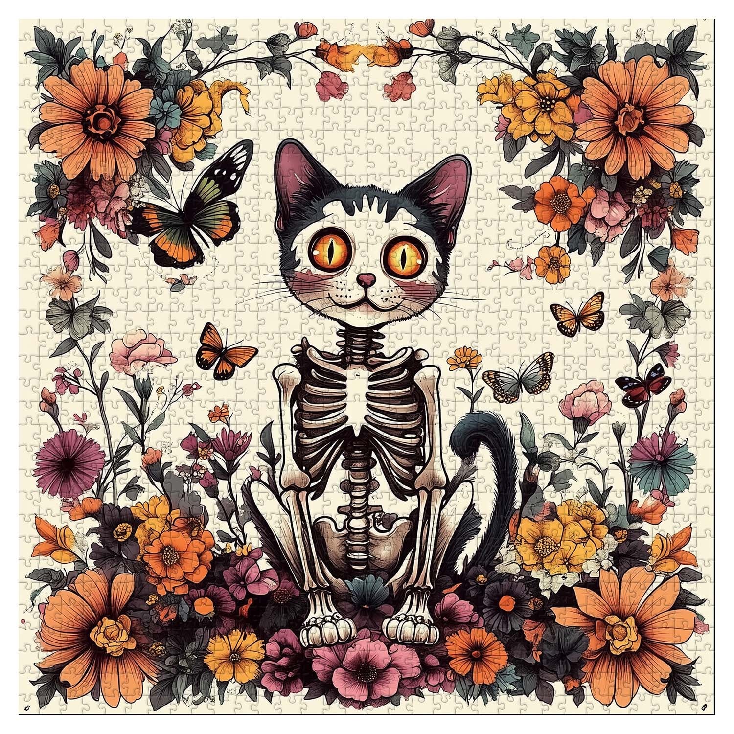 Skeleton Cat Garden Jigsaw Puzzle 1000 Pieces